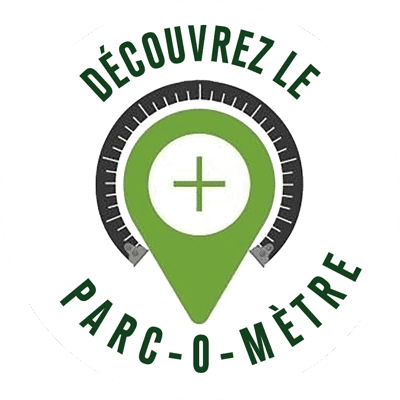 Logo du Parc-O-Mètre vert avec flèche.
